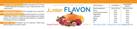 Junior Flavon – etykieta produktu z informacjami o składzie i stosowaniu