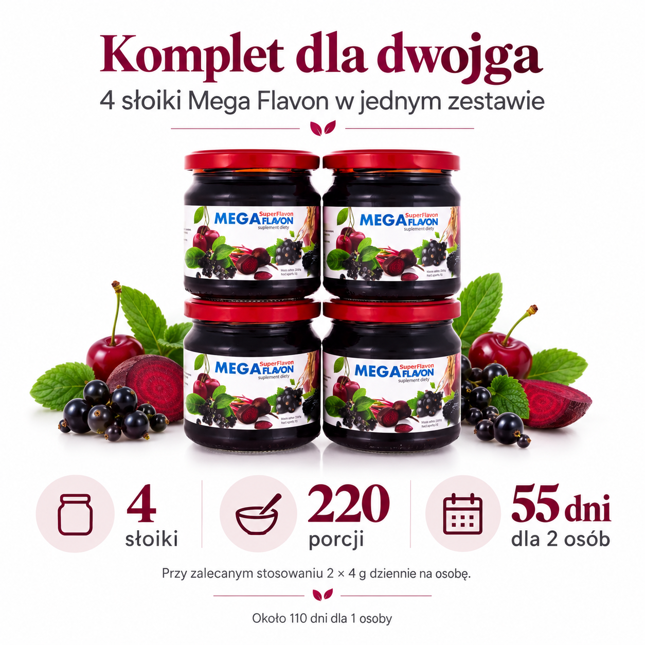 Mega Flavon – liczba słoików i porcji w dostępnych wariantach