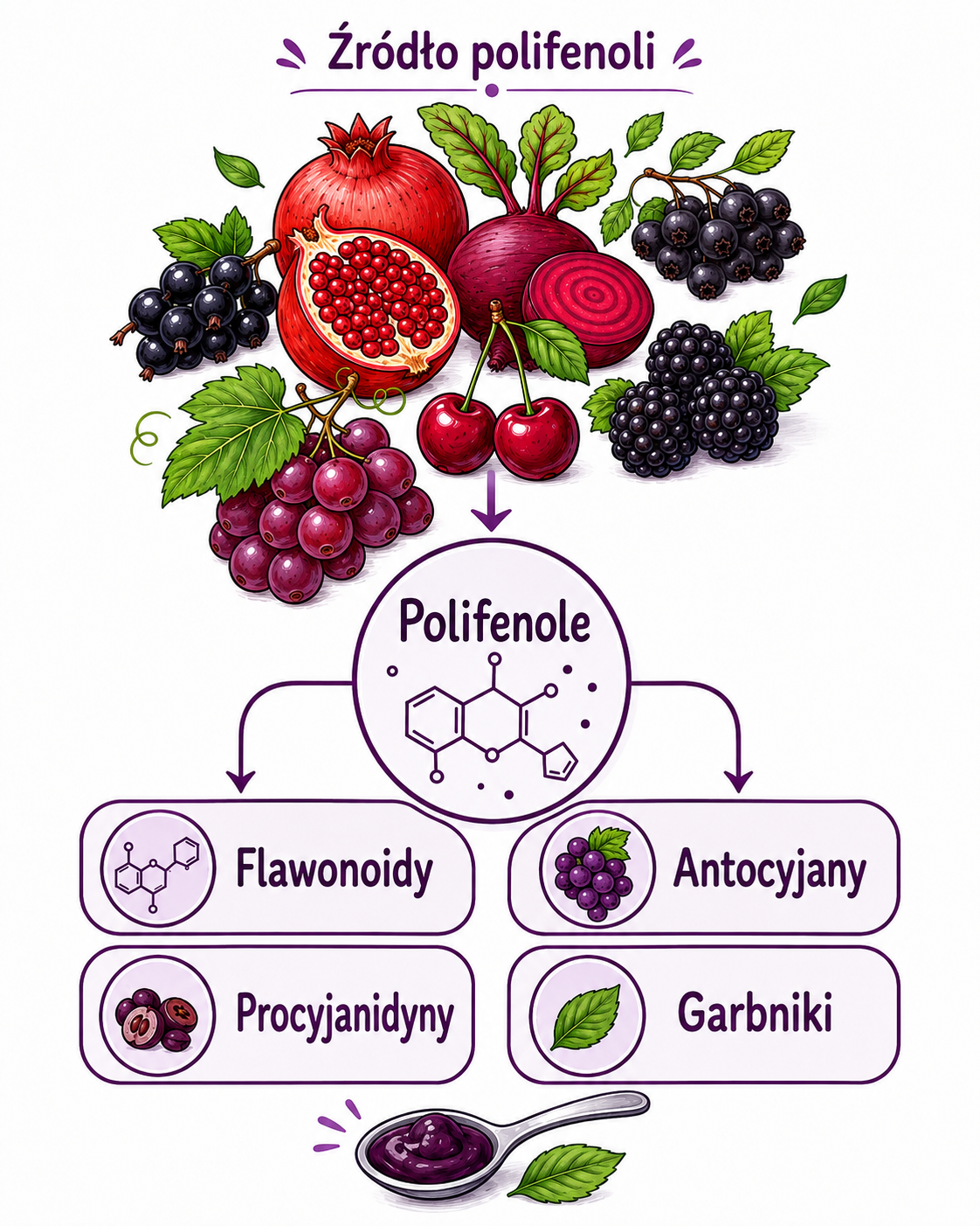 Polifenole w Mega Flavon – flawonoidy, antocyjany, procyjanidyny i garbniki